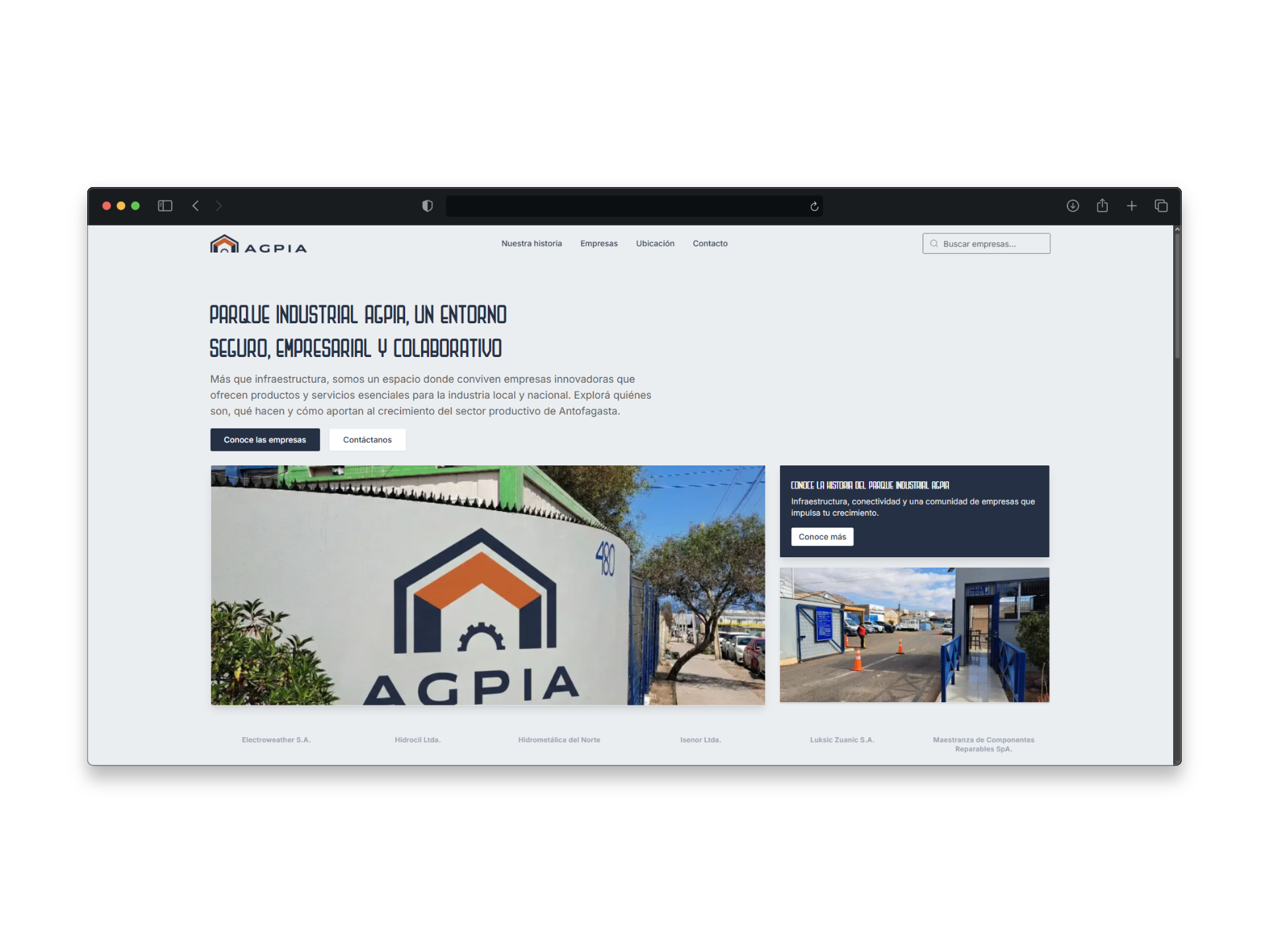 Web Corporativa: Parque Industrial AGPIA